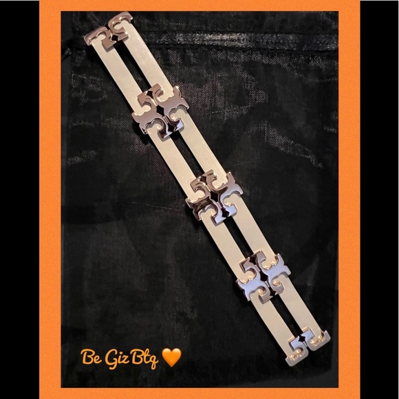 Tory Burch Authentic Serif T Stacked Leather Sand Rose Gold Wrap Bracelet - Picture 7 of 11